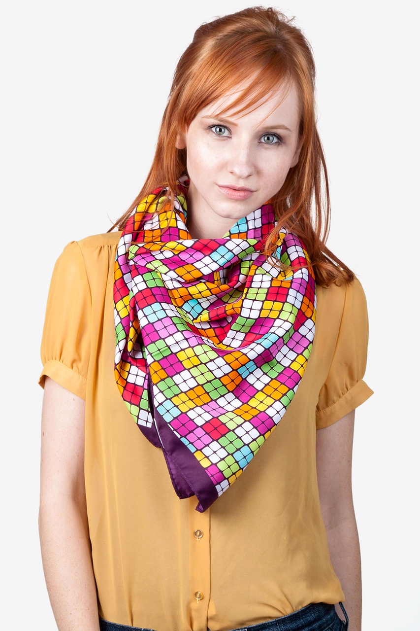 Pink Bright Diamonds Square Scarf | Square Scarves | Scarves.com