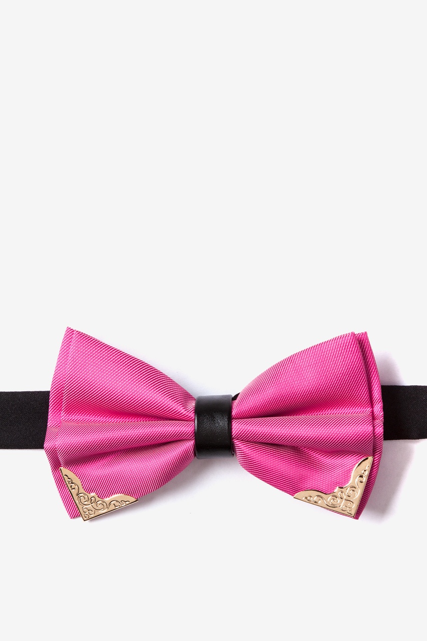 Metal-Tipped Pink Pre-Tied Bow Tie Photo (0)