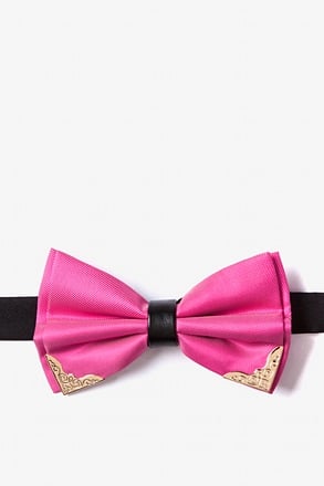 Metal-Tipped Pink Pre-Tied Bow Tie