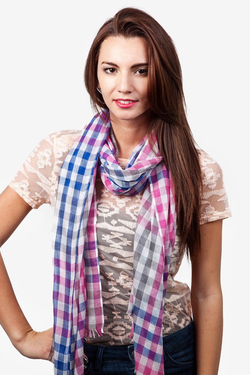Pink Party Check Scarf Photo (1)
