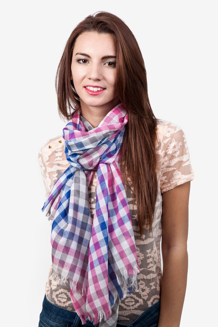 Pink Party Check Scarf Photo (3)