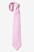 Seersucker Check Pink Extra Long Tie Photo (3)