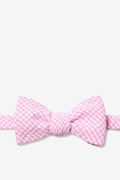 Seersucker Check Pink Self-Tie Bow Tie Photo (0)