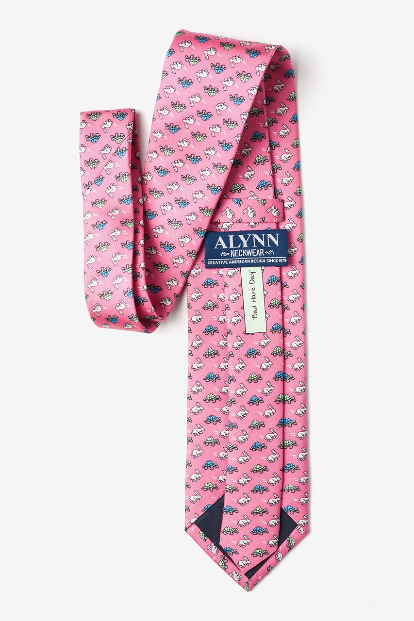 Rabbit & Tortoise Silk Tie in Pink, Animal Neckties