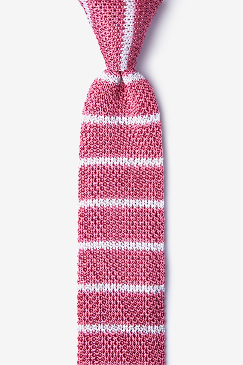 Briton Stripe Pink Knit Skinny Tie Photo (0)