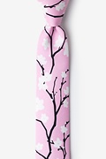 Cherry Blossoms Pink Skinny Tie Photo (0)