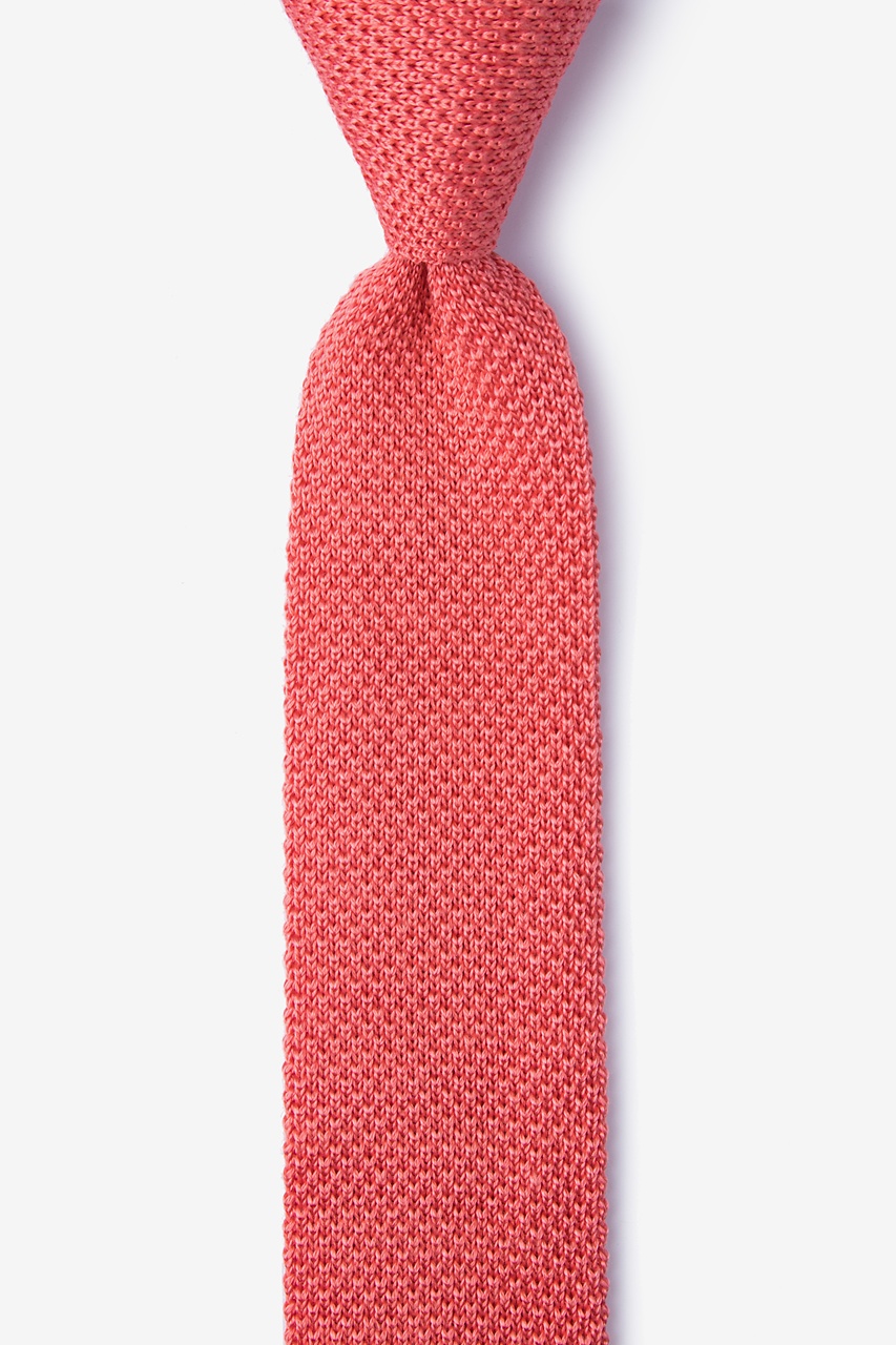 Classic Solid Pink Knit Skinny Tie Photo (0)