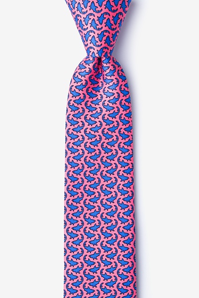 Pink Silk Micro Sharks Skinny Tie