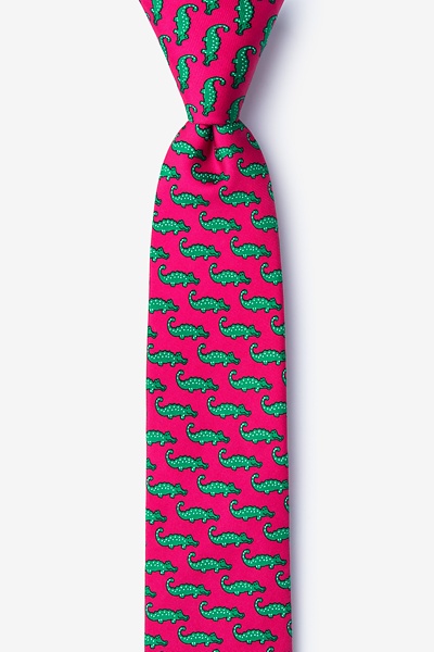 Pink Silk Mini Alligators Skinny Tie
