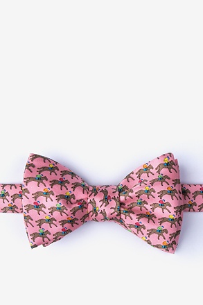One Horse Race Pink Self-Tie Bow Tie