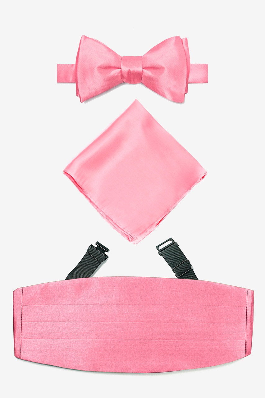 Peony Pink Self Tie Bow Tie Cummerbund Set
