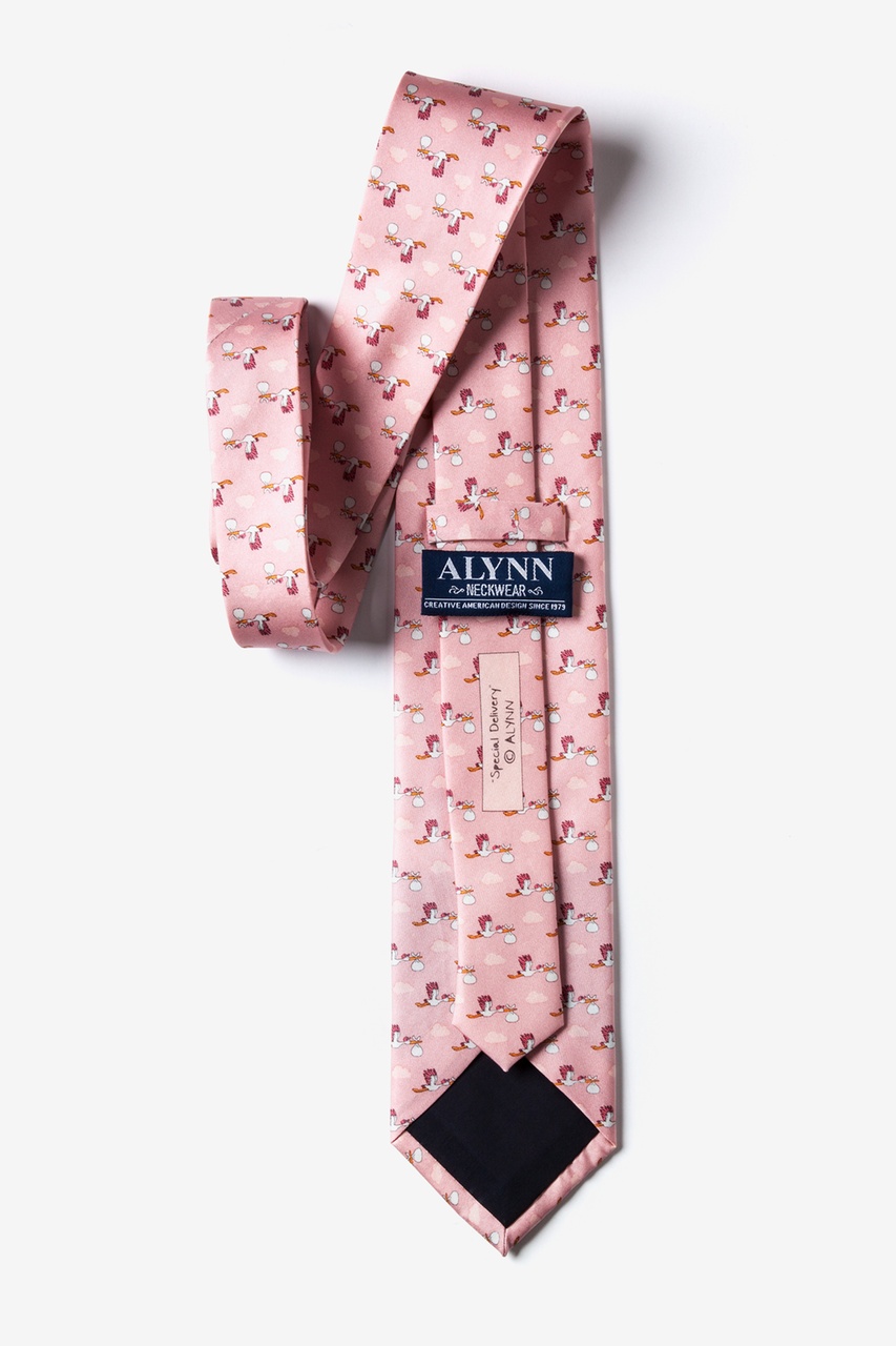 Stork Delivery Pink Silk Tie, Animal Neckties