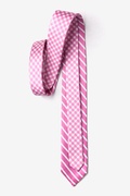 Two Sided Stripe and Check Pink Skinny Tie Photo (1)