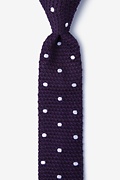 Polka Dot Plum Knit Skinny Tie Photo (0)