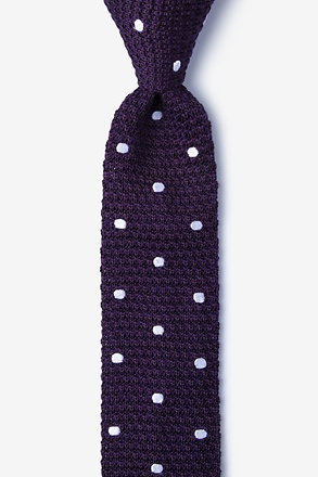 Polka Dot Plum Knit Skinny Tie
