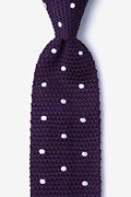 Polka Dot Plum Knit Tie Photo (0)