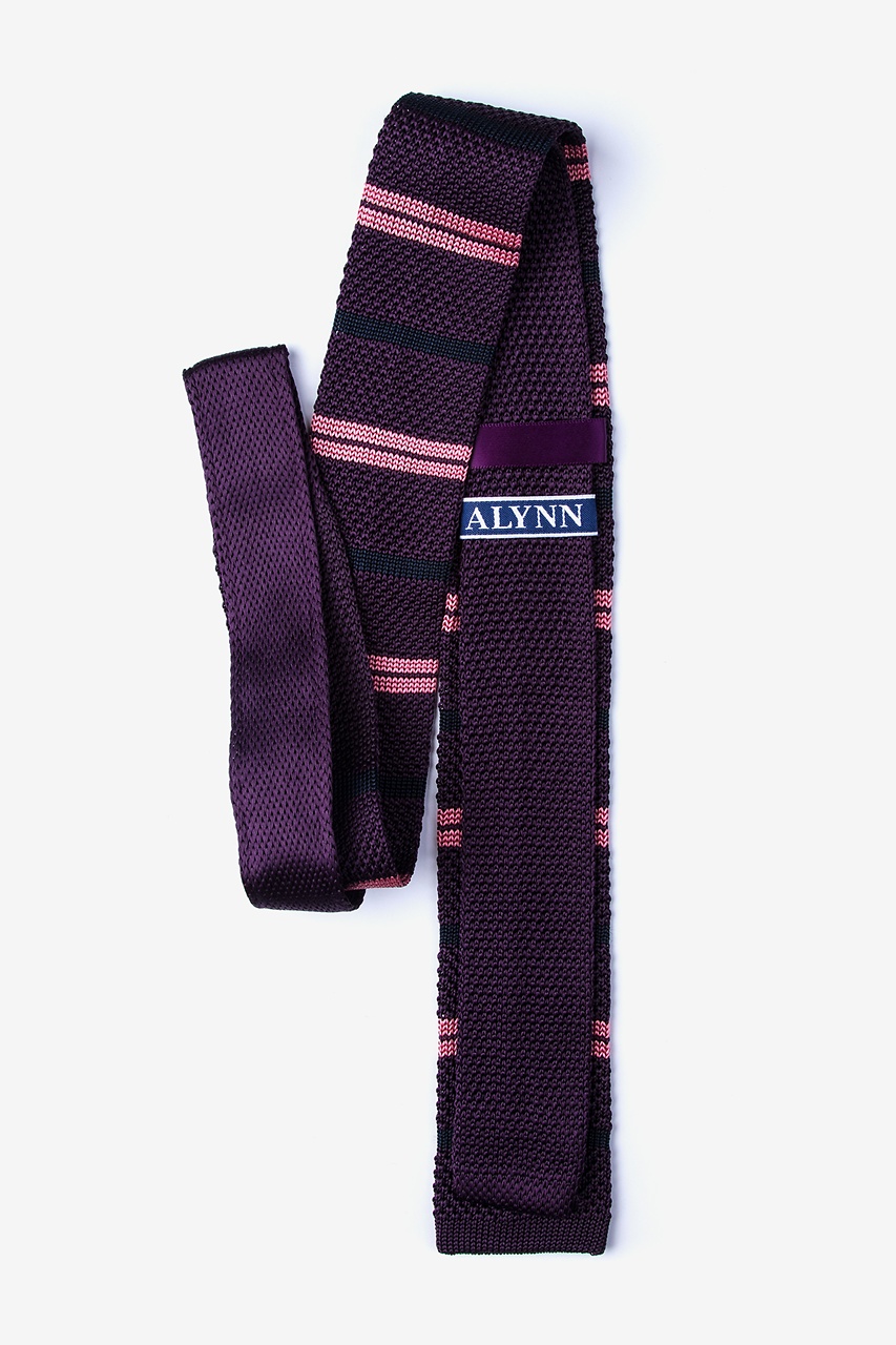 Plum Silk Roman Stripe Knit Skinny Tie | Ties.com