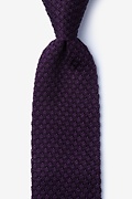 Textured Solid Plum Knit Tie Photo (0)
