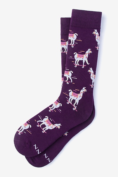 Purple Carded Cotton No Prob Llama Sock
