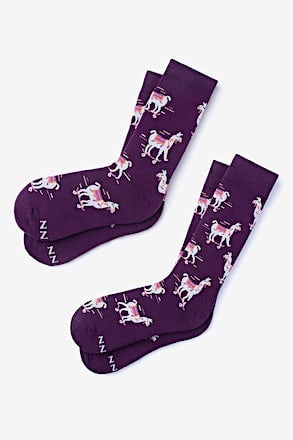 _Skateboarding Lama Purple His & Hers Socks_