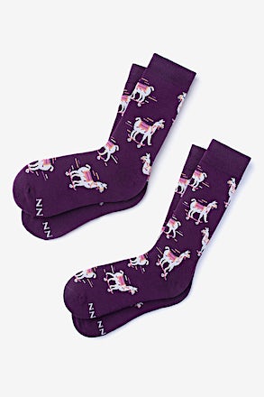 Skateboarding Lama Purple His & Hers Socks