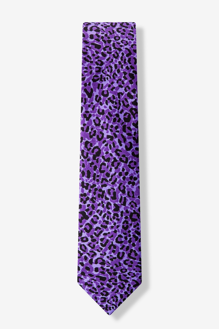 Cheetah Animal Print Purple Skinny Tie Photo (1)