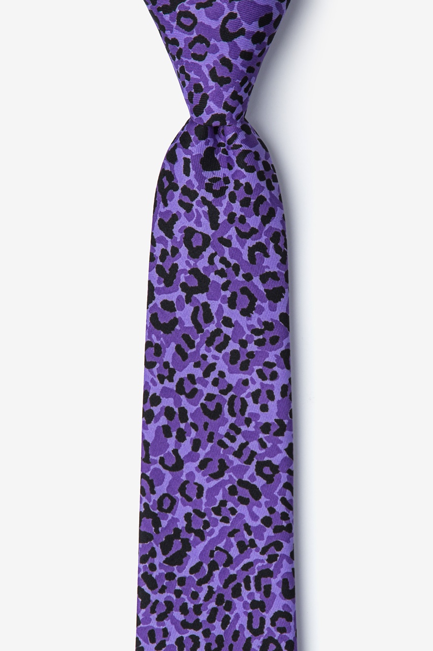 Cheetah Animal Print Purple Skinny Tie Photo (0)