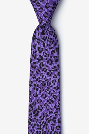 _Cheetah Animal Print Purple Skinny Tie_