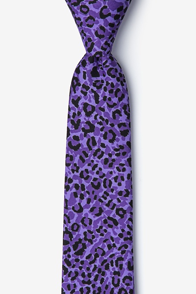 Purple Microfiber Cheetah Animal Print Skinny Tie