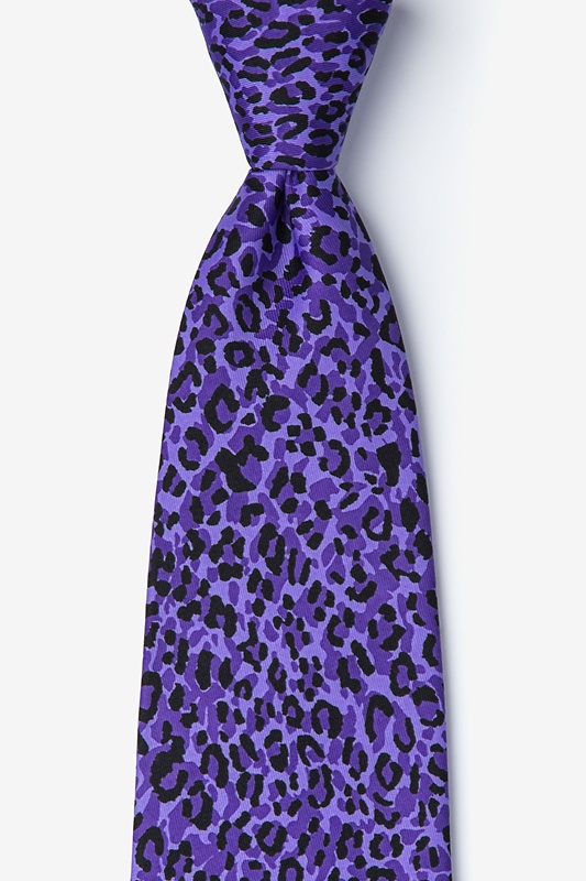 Purple Microfiber Cheetah Animal Print Tie