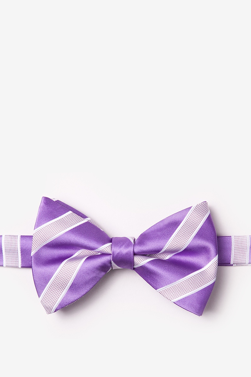 Jefferson Stripe Purple Pre-Tied Bow Tie Photo (0)