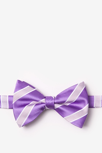 Purple Microfiber Jefferson Stripe Pre-Tied Bow Tie