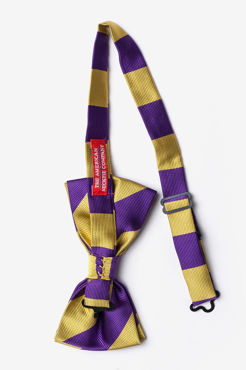 Purple & Gold Stripe Pre-Tied Bow Tie Photo (1)