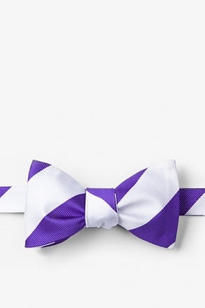 _Purple & Off White Stripe Self-Tie Bow Tie_