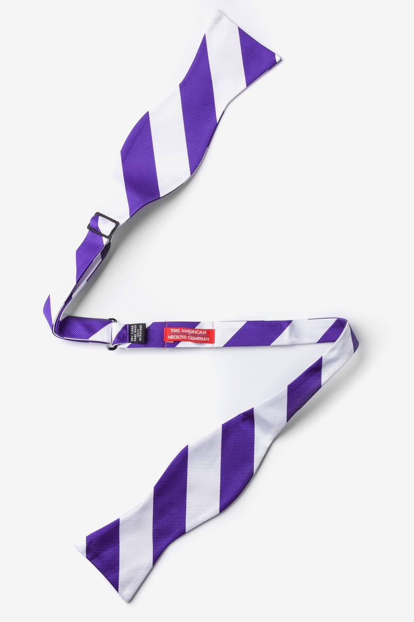 Purple & Off White Stripe Self-Tie Bow Tie Photo (1)