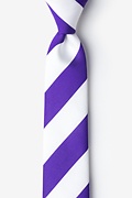 Purple & Off White Stripe Skinny Tie Photo (0)