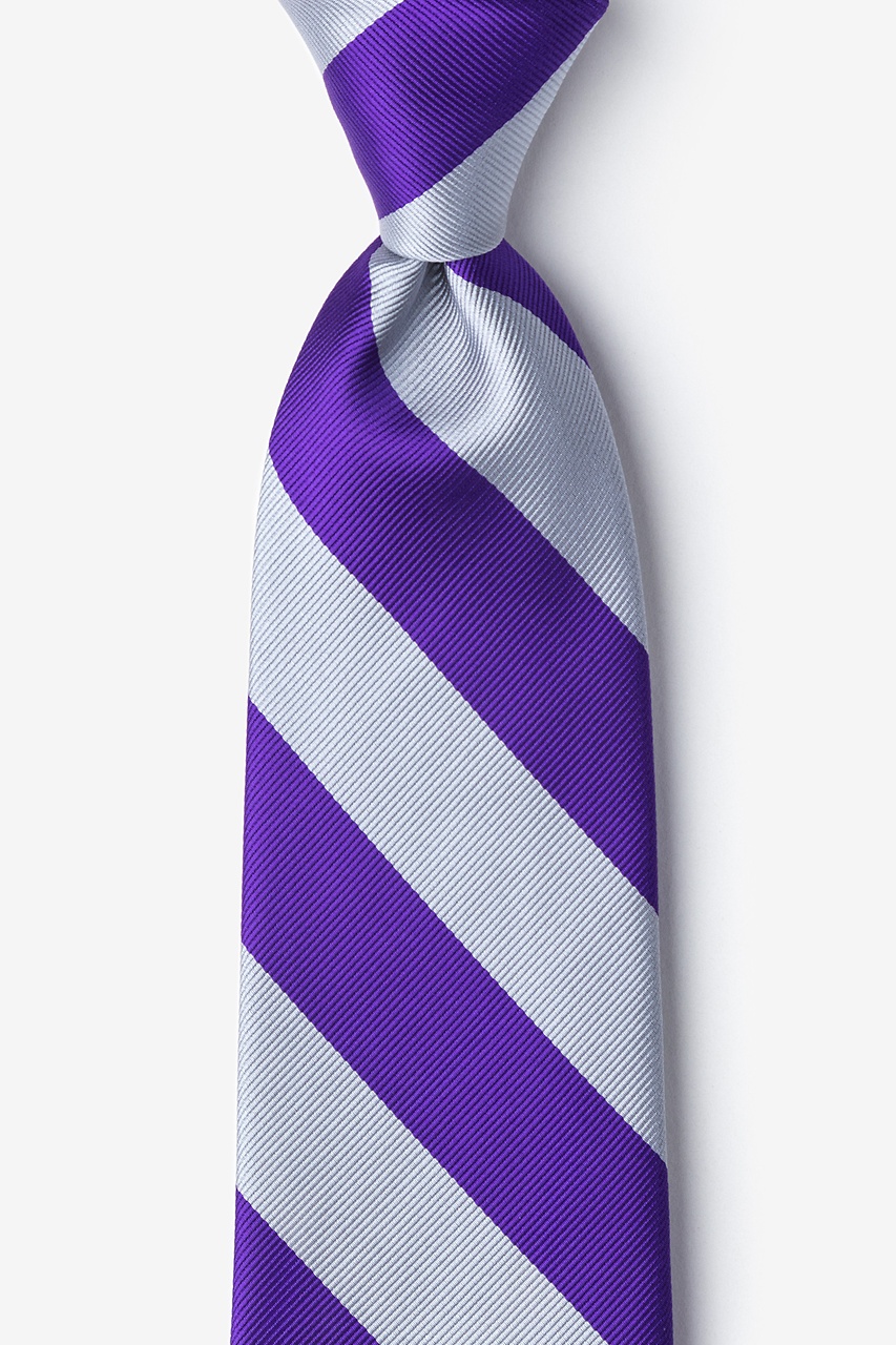 Purple & Silver Stripe Extra Long Tie Photo (0)