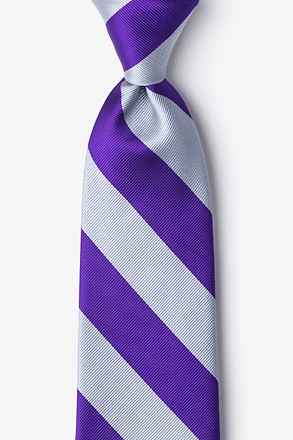 Purple & Silver Stripe Extra Long Tie