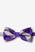 Purple & Silver Stripe Pre-Tied Bow Tie Photo (0)