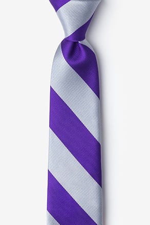Purple & Silver Stripe Skinny Tie