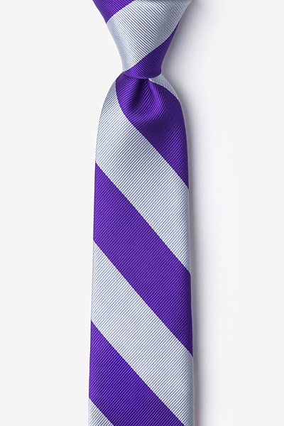 Retreez Stripe Woven Skinny Tie - Purple & White Stripes, 2 Inch Wide, 58 Inch Length - Unisex For Casual & Formal Wear - View #6