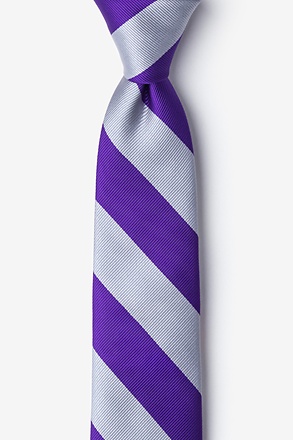 _Purple & Silver Stripe Tie For Boys_