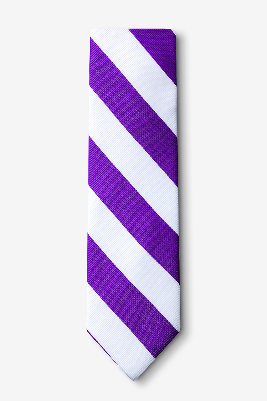 Purple & White Stripe Extra Long Tie Photo (1)