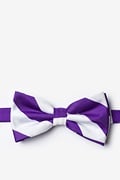 Purple & White Stripe Pre-Tied Bow Tie Photo (0)
