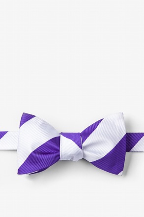 _Purple & White Stripe Self-Tie Bow Tie_