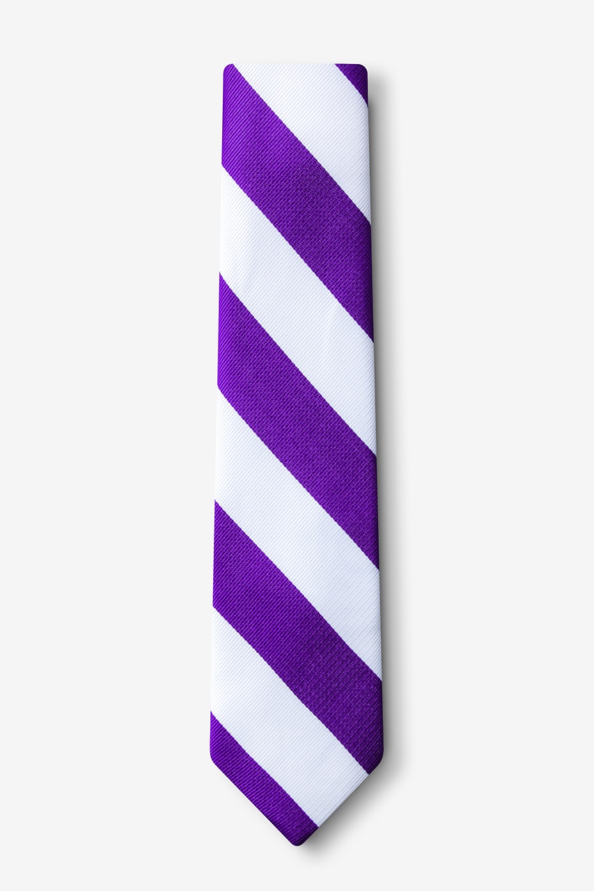 Purple & White Stripe Skinny Tie Photo (1)