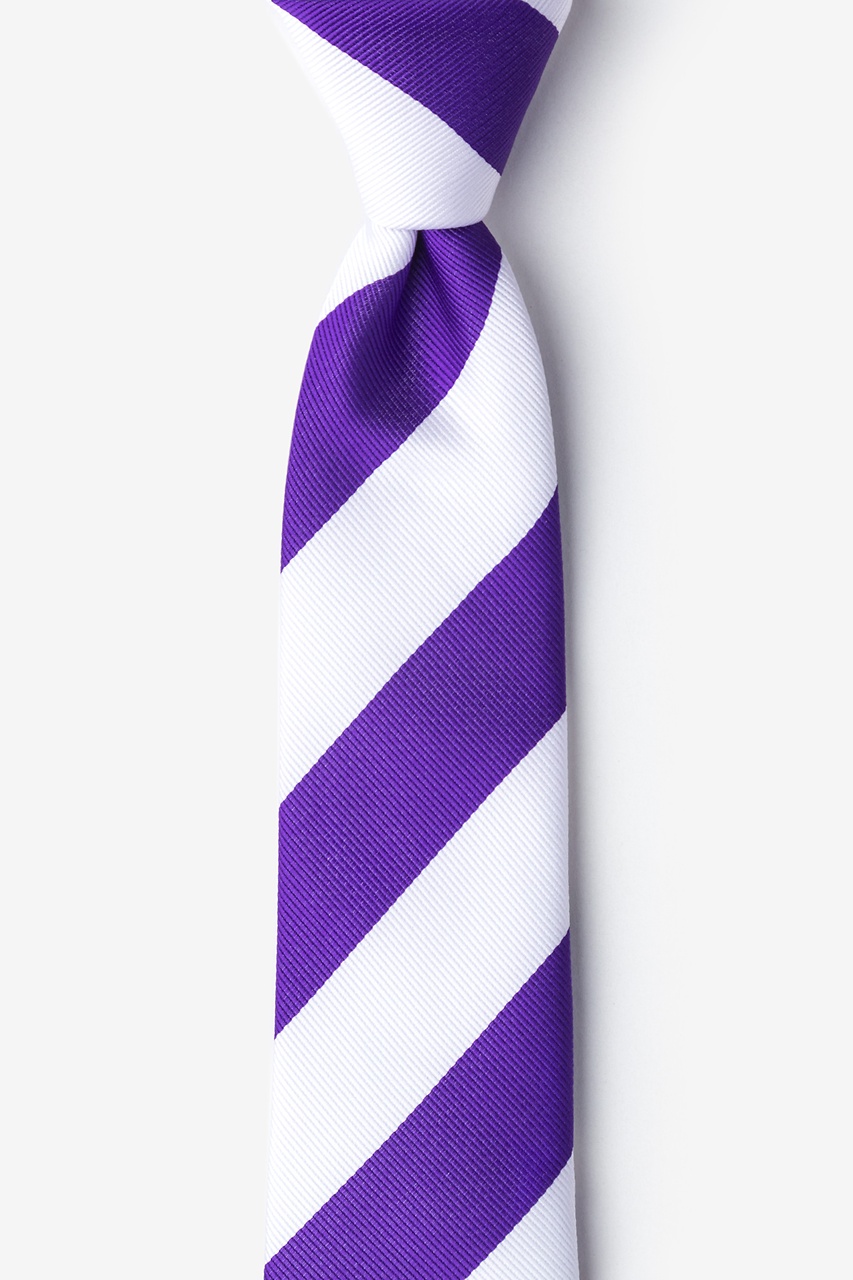 Purple & White Stripe Skinny Tie Photo (0)
