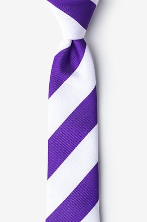 _Purple & White Stripe Skinny Tie_