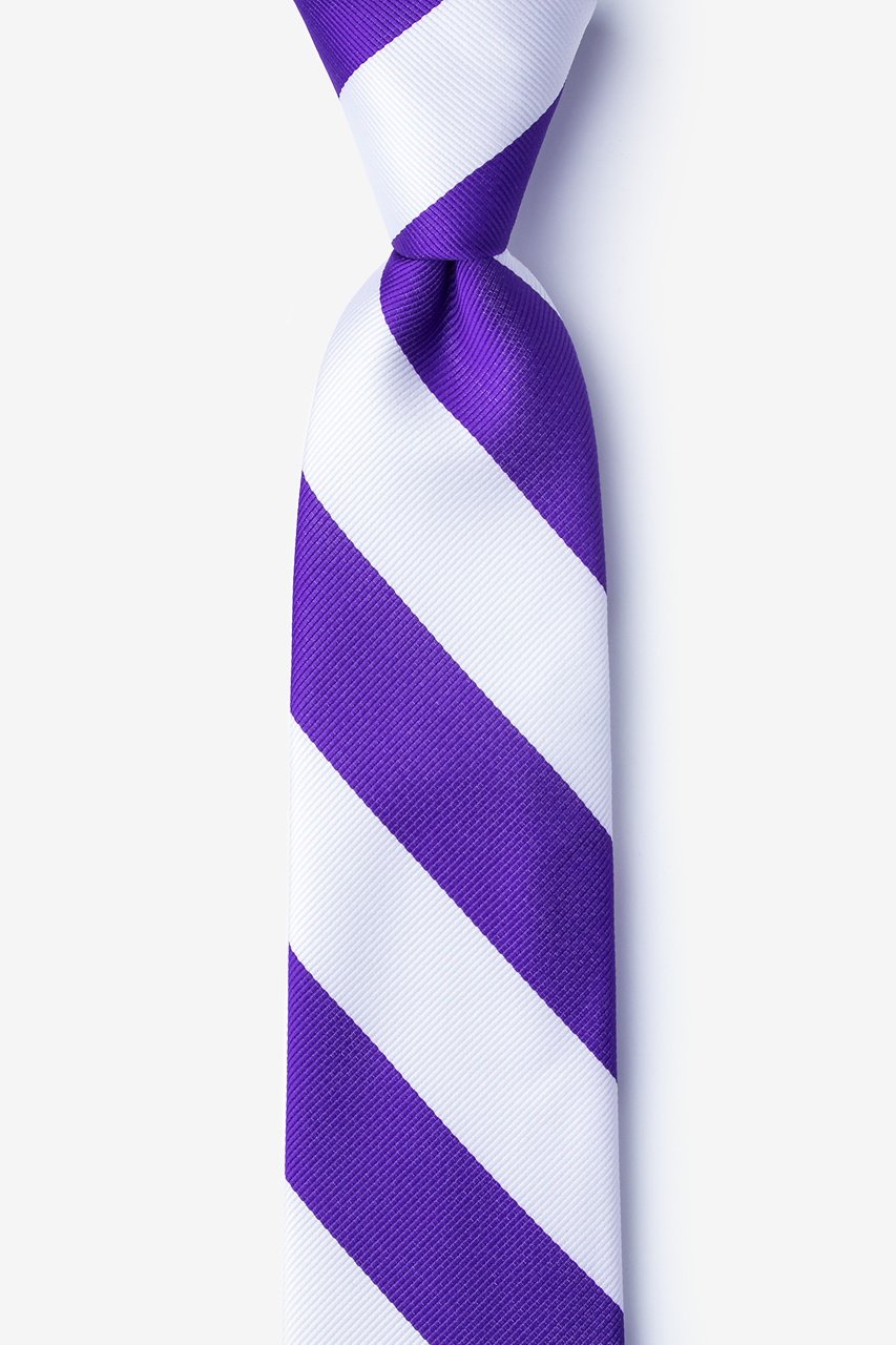 Purple & White Stripe Tie For Boys Photo (0)