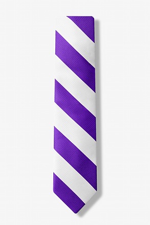 _Purple and White Stripe Skinny Tie_
